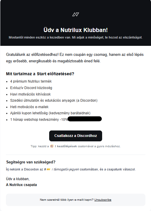 Második lépés: Kapsz egy email-t, amiben kapsz meghívót a Discord közösséghez.